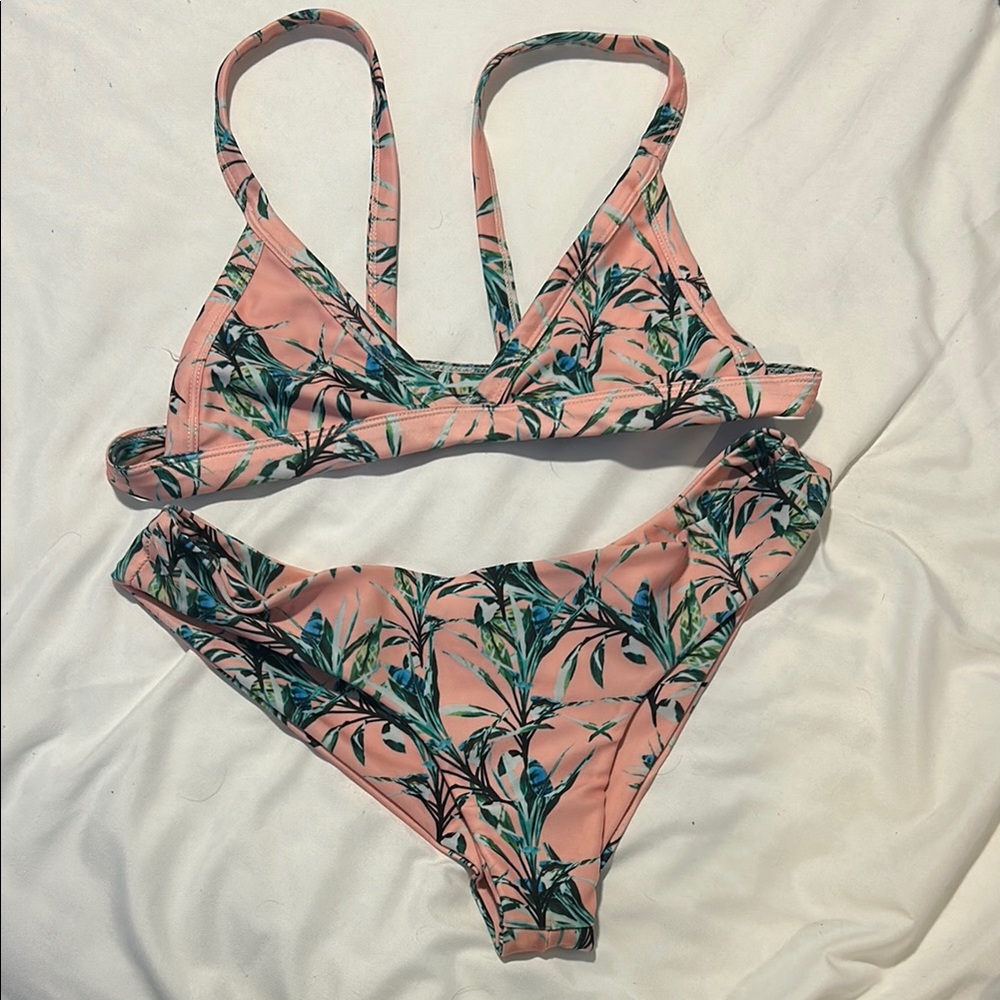 Tropical Print Pink Bikini Set